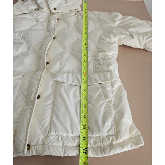 EUC Lands' End  Cream Goose Down Feather Hooded Ski Puffer Jacket S/P 6-8 - Picture 5 of 10